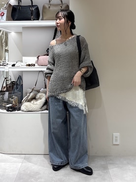 「DouDou（ドゥドゥ）のアイテム（ニット/セーター）」を使った、doudousayakaさん（レディース・163cm）の秋コーディネート