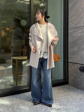 「アイテム（その他アウター、ベージュ系）」を使った、sayakaさん（レディース・163cm）の秋コーディネート