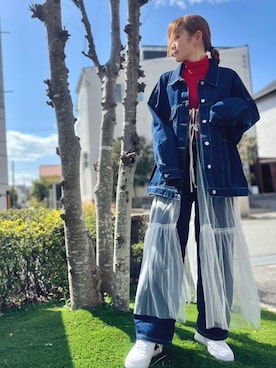 「AS KNOW AS plus（アズノゥアズプラス）のアイテム（ジャケット/アウター）」を使った、KYOKAさん（レディース・161cm）の春コーディネート
