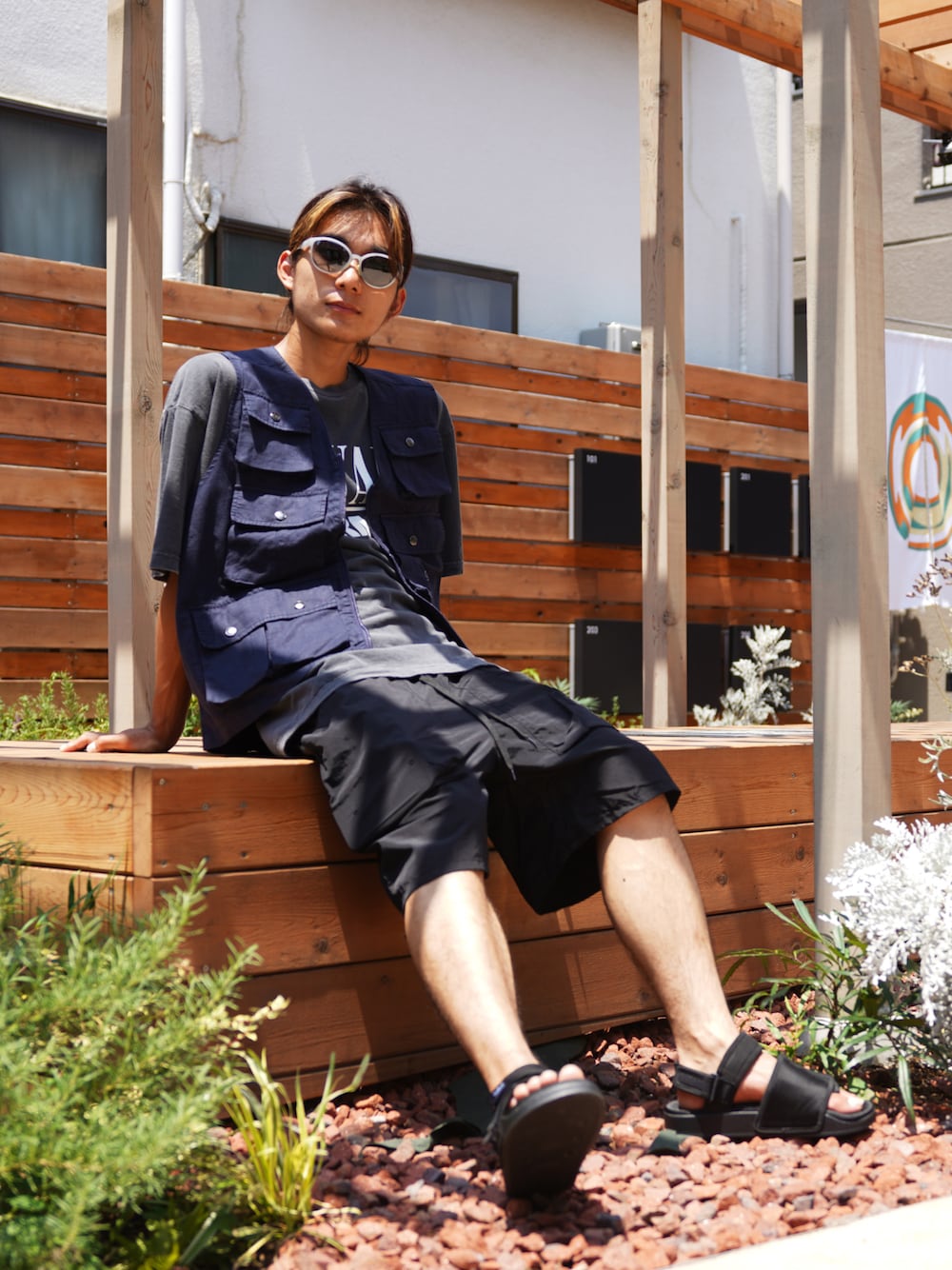 「大人、マナスタッシュ、アパレル、大人になりたい、お洒落になりたい、大人のコーデ、マナスタ、マナスタッシュづくし、お洒落とは、お洒落の哲学」｜「MANASTASHのMANASTASH/マナスタッシュ/HEMP POP VEST/ヘンプポップベスト（ベスト、ブルー系）」を使った、yusuke061019さん（メンズ・173cm）の秋コーディネートの1枚目の写真