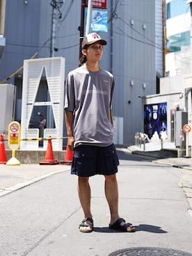 「MANASTASH（マナスタッシュ）のアイテム（Tシャツ/カットソー）」を使った、yusuke061019さん（メンズ・173cm）の夏コーディネート