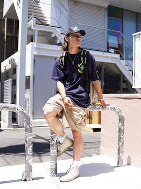 「MANASTASH（マナスタッシュ）のアイテム（Tシャツ/カットソー）」を使った、yusuke061019さん（メンズ・173cm）の夏コーディネート