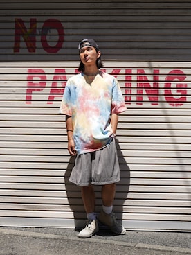 「MANASTASH（マナスタッシュ）のアイテム（Tシャツ/カットソー）」を使った、yusuke061019さん（メンズ・173cm）の夏コーディネート