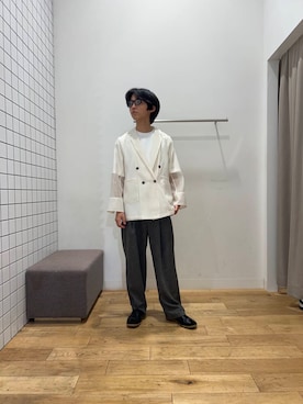 「アイテム（テーラードジャケット）」を使った、TAKEOさん（メンズ・172cm）の夏コーディネート