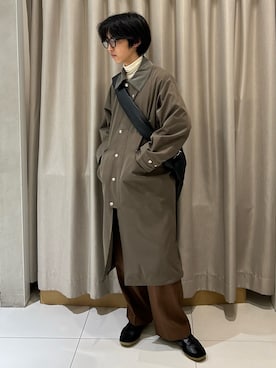 「SENSE OF PLACE by URBAN RESEARCH（センスオブプレイスバイアーバンリサーチ）のアイテム（ステンカラーコート）」を使った、TAKEOさん（メンズ・172cm）の秋コーディネート