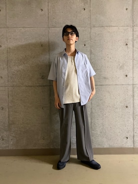 「SENSE OF PLACE by URBAN RESEARCH(センスオブプレイスバイアーバンリサーチ)の『別注』Healthknit×SENSE OF PLACE タンクトップ(タンクトップ、ベージュ系)」を使った、TAKEOさん(メンズ・172cm)の春コーディネート
