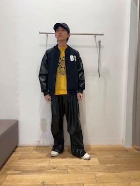 「アイテム（スタジャン）」を使った、TAKEOさん（メンズ・172cm）の冬コーディネート