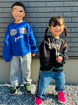 「アイテム（スウェットパンツ）」を使った、yuyuyukiiiiさん（キッズ・80cm）の冬コーディネート