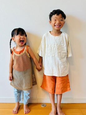 「アイテム（タンクトップ）」を使った、yuyuyukiiiiさん（キッズ・80cm）の夏コーディネート