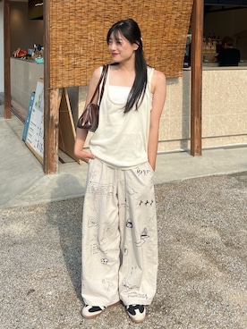「Didot.showroom（ディドット ショールーム）の【DIDOT.】Uネックレイヤーノースリーブ（タンクトップ）」を使った、chikazeさん（レディース・166cm・20代）の夏コーディネート