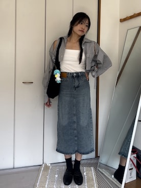 「アイテム（デニムスカート）」を使った、chikazeさん（レディース・166cm）の夏コーディネート