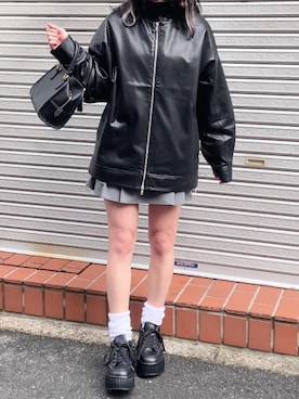 「nice claup」｜「アイテム（ブルゾン）」を使った、はのさん（レディース・153cm）の冬コーディネート