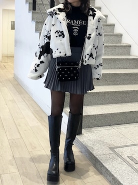 「nice claup」｜「アイテム（ブルゾン）」を使った、はのさん（レディース・153cm）の冬コーディネート