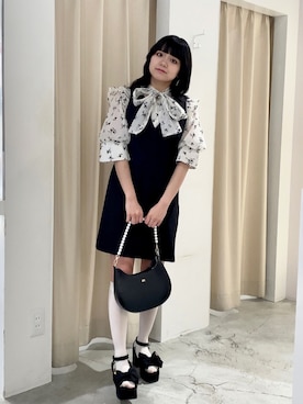 「ボウタイブラウス」｜はのさん（レディース・153cm）の春コーディネート