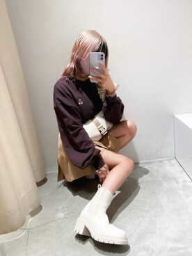 「nice claup」｜「アイテム（スウェット）」を使った、はのさん（レディース・152cm）の秋コーディネート
