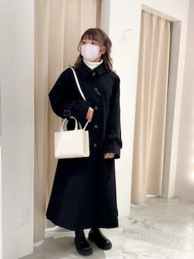 「nice claup」｜「アイテム（ステンカラーコート）」を使った、はのさん（レディース・152cm）の秋コーディネート