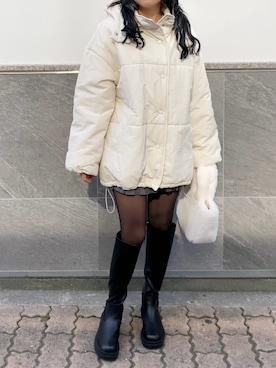 「nice claup」｜「アイテム（ダウンジャケット/コート）」を使った、はのさん（レディース・153cm）の冬コーディネート