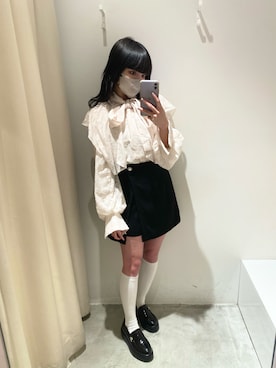 「ボウタイブラウス」｜はのさん（レディース・153cm）の春コーディネート