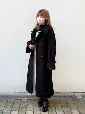 「nice claup」｜「アイテム（ステンカラーコート）」を使った、はのさん（レディース・152cm）の秋コーディネート