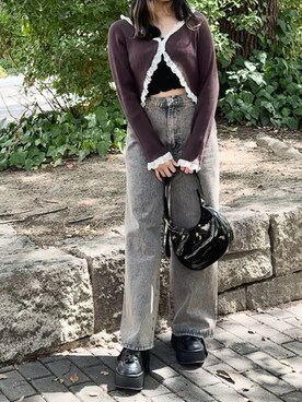 「韓国コーデ」｜「アイテム（キャミソール）」を使った、はのさん（レディース・153cm）の秋コーディネート