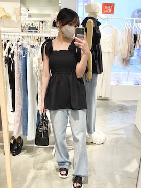 「one after another NICE CLAUP（ワンアフターアナザーナイスクラップ）のアイテム（その他シューズ）」を使った、はのさん（レディース・153cm）の夏コーディネート