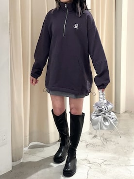「nice claup」｜「アイテム（スウェット）」を使った、はのさん（レディース・153cm）の冬コーディネート