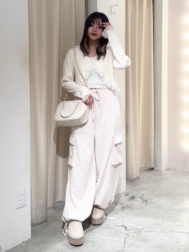 「one after another NICE CLAUP（ワンアフターアナザーナイスクラップ）のアイテム（スウェットパンツ）」を使った、はのさん（レディース・153cm）の秋コーディネート