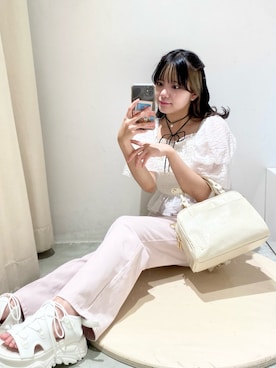「one after another NICE CLAUP（ワンアフターアナザーナイスクラップ）のアイテム（その他シューズ）」を使った、はのさん（レディース・153cm）の夏コーディネート