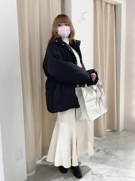 「153cm」｜「アイテム（ダウンジャケット/コート）」を使った、はのさん（レディース・153cm）の冬コーディネート