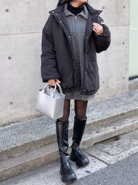 「nice claup」｜「アイテム（ダウンジャケット/コート）」を使った、はのさん（レディース・153cm）の冬コーディネート