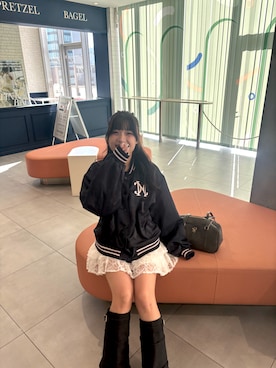 「アイテム（スカジャン）」を使った、かのん【154cm 骨格ストレート】さん（レディース・154cm）の冬コーディネート