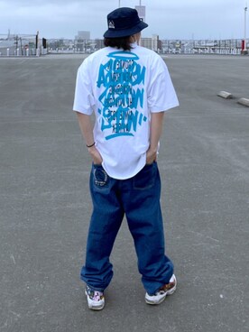 「AVIREX（アヴィレックス）のWIDE TAPERD JEANS / ワイド テーパード ジーンズ / AVIREX / アヴィレックス（デニムパンツ、その他）」を使った、say0071さん（メンズ・167cm）の春コーディネート