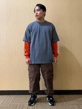 「AVIREX（アヴィレックス）のリトル A 半袖 Tシャツ / LITTLE A T-SHIRT / アヴィレックス / AVIREX（Tシャツ/カットソー、ブルー系）」を使った、say0071さん（メンズ・167cm）の夏コーディネート