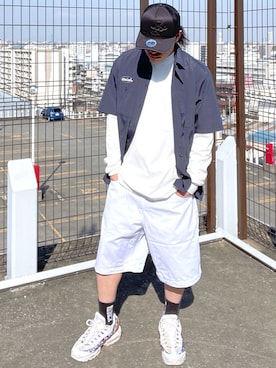 「AVIREX（アヴィレックス）の【直営店限定】AVX T/C TWILL PAINTER SHORT PANTS / AVX ペインター ショートパンツ / AVIREX / アヴィレックス（その他パンツ、ホワイト系）」を使った、say0071さん（メンズ・167cm）の春コーディネート