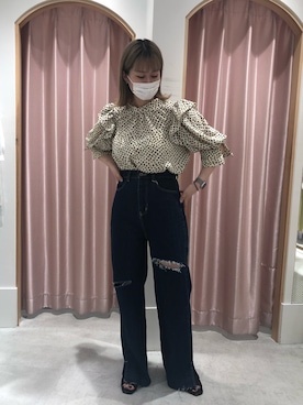 「one after another NICE CLAUP（ワンアフターアナザーナイスクラップ）のアイテム（デニムパンツ）」を使った、mikuさん（レディース・155cm）の夏コーディネート