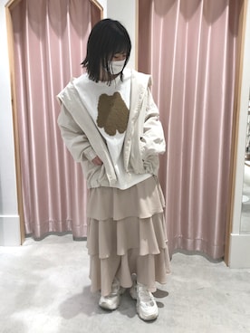 「one after another NICE CLAUP（ワンアフターアナザーナイスクラップ）のアイテム（マウンテンパーカー）」を使った、mikuさん（レディース・153cm）の春コーディネート