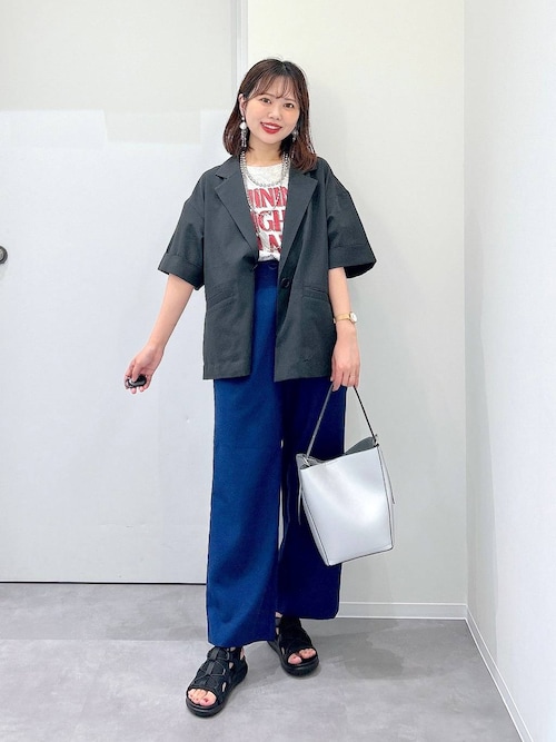 iCB ストレートパンツ イージーケア ダークグリーン セール】 【洗える】 LooseWeave ワイドストレートパンツ