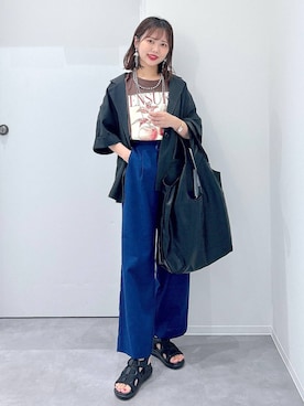 「ニット」｜「アイテム（テーラードジャケット）」を使った、a i r iさん（レディース・150cm）の夏コーディネート