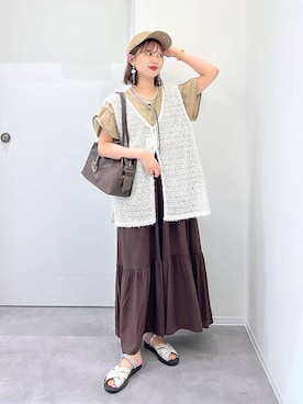 「GLOBAL WORK（グローバルワーク）のらくっション2WAYラメサンダル/494066（サンダル）」を使った、a i r iさん（レディース・150cm・30代）の夏コーディネート