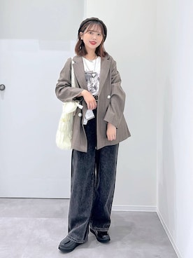 「GLOBAL WORK（グローバルワーク）のGOODデニムバギーパンツ/498388（デニムパンツ）」を使った、a i r iさん（レディース・150cm）の秋コーディネート