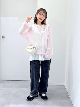 「GLOBAL WORK（グローバルワーク）のGOODデニムバギーパンツ/498388（デニムパンツ）」を使った、a i r iさん（レディース・150cm・20代）の秋コーディネート