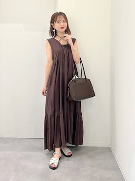 「アイテム（ワンピース/ドレス、ブラウン系）」を使った、a i r iさん（レディース・150cm）の夏コーディネート