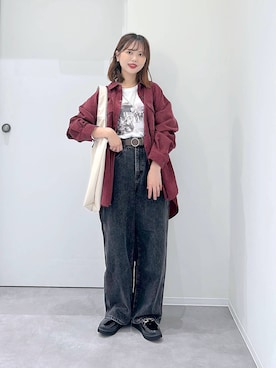 「GLOBAL WORK（グローバルワーク）の推しごとギャザートート/495802（トートバッグ）」を使った、a i r iさん（レディース・150cm）の秋コーディネート