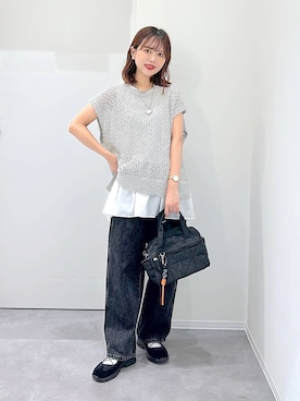 「GLOBAL WORK（グローバルワーク）のGOODデニムバギーパンツ/498388（デニムパンツ）」を使った、a i r iさん（レディース・150cm・20代）の秋コーディネート