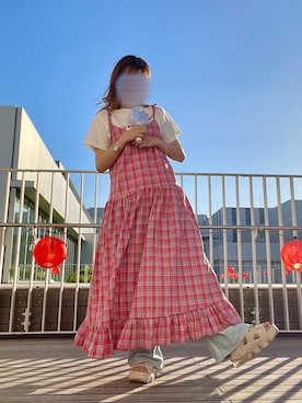 「Samansa Mos2 blue（サマンサモスモスブルー）のアイテム（トップス）」を使った、maroru✲*ﾟさん（レディース・148cm）の夏コーディネート