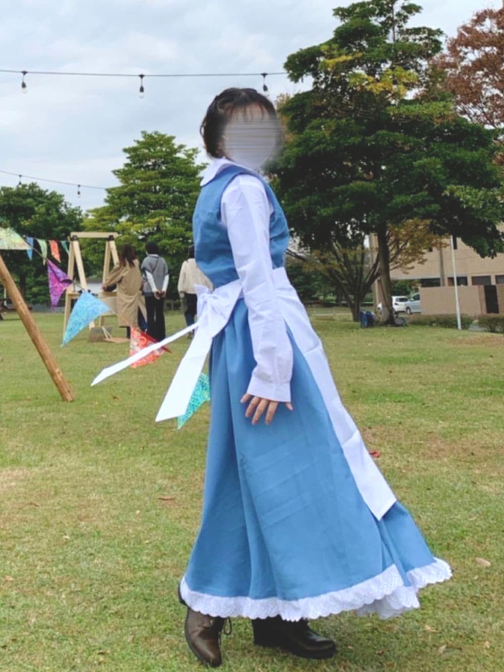 「halloween、仮装、ハロウィン、大学生、低身長、町ベル、wearhalloween2021」｜「byあしながおじさんのカジュアルレースアップシューズ/ｂｙあしながおじさん（ドレスシューズ、ブラウン系）」を使った、maroru✲*ﾟさん（レディース・148cm）の秋コーディネートの1枚目の写真