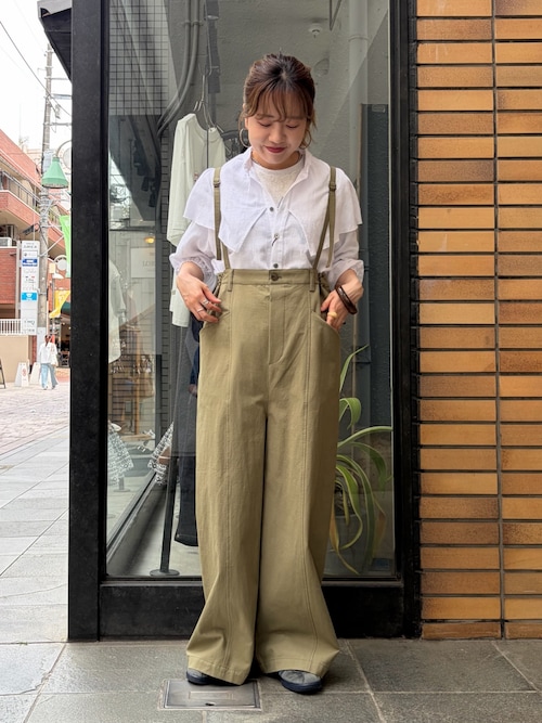コットンリネンツイル サスペンダーパンツ（サロペット/オーバーオール 
