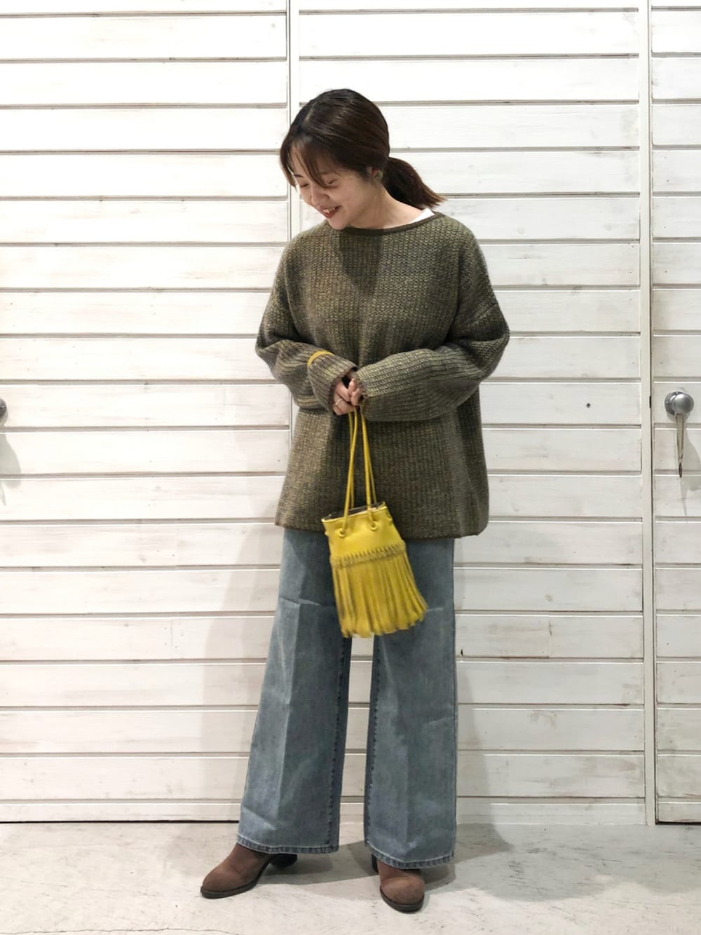 FIL DE FER（フィルデフェール）の「ラムナイロンモヘヤ ボートネック