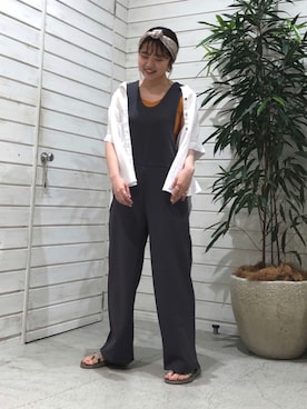 「半袖シャツ」｜「アイテム（サロペット/オーバーオール）」を使った、murata.さん（レディース・160cm）の夏コーディネート