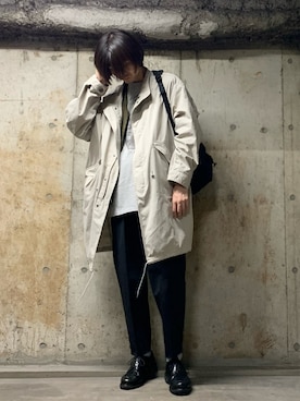 「ARMY TWILL（アーミーツイル）のアイテム（モッズコート）」を使った、STORE   東京ベイ　本田翼さん（メンズ・178cm）の秋コーディネート